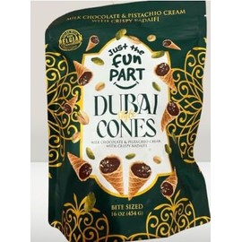 Dubai Cones by Just The Fun Part | Mini Waffle Cones with Belgian Chocolate & Pistachio Cream | Crispy Kadaifi Topping | 16 Ounce