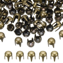 PATIKIL 2mm Round Dome Rivet, 180 Pcs Metal 4 Claw Spike Spot Stud Punk Rock Rivet Nailhead for DIY Leather Crafting for Decor Repair Clothing Belts Bags Shoes, Bronze