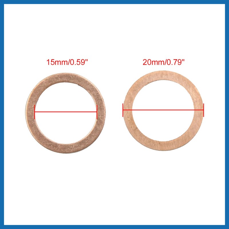 A ABSOPRO 15mm Inner Dia Copper Crush Washers Car Flat