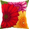 Gerbera Needlepoint Set Throw Pillows 16" x 16" Printed Tapestry