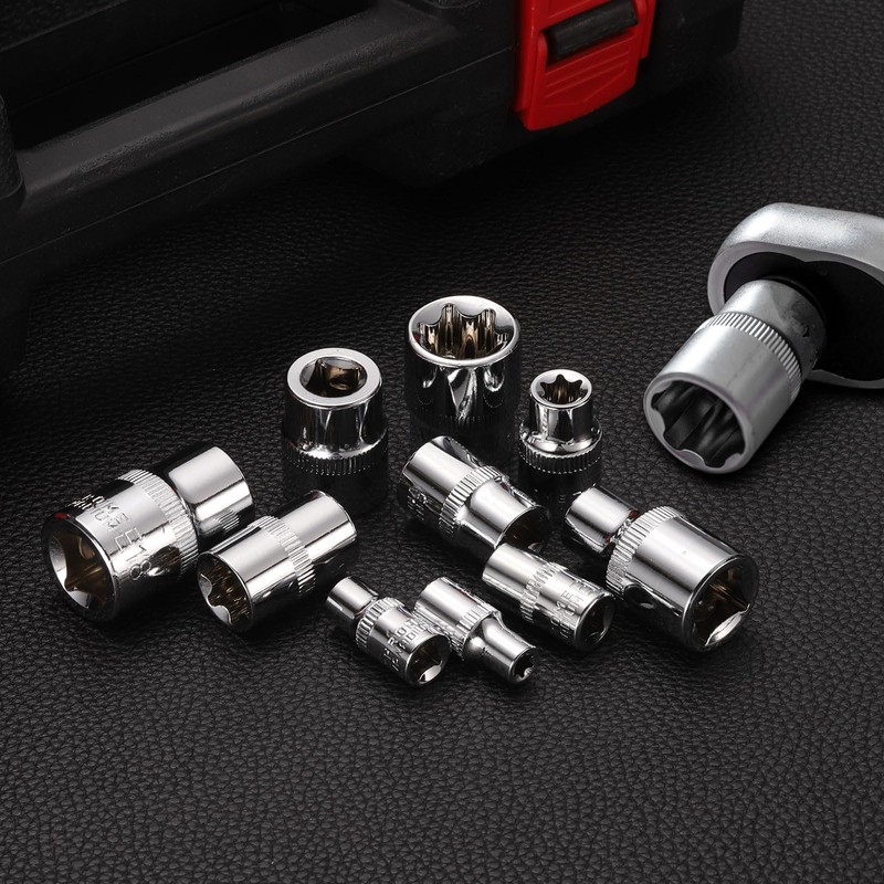 HARFINGTON 2pcs E-Torx Socket 3/8" Drive E10 External Torx Deep