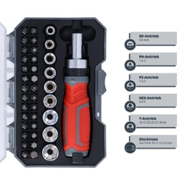 HELPMATE 38 Piece Socket and Bit Set Chrome Vanadium Steel Corrosion Resistant Magnetic Bit Holder with Ratchet Screwdriver