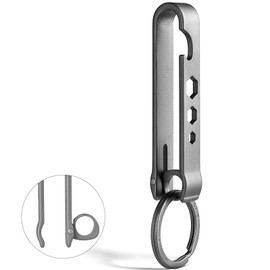 FEGVE Keychain, Titanium Belt Clip, Carabiner, Stylish, Titanium Keyring Included, Grey/Large