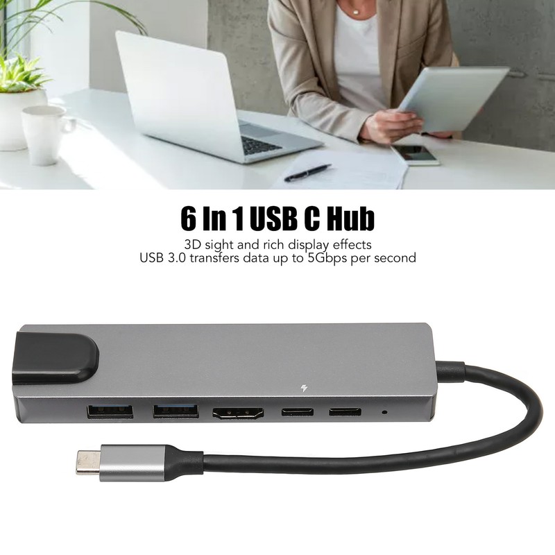 6 In 1 USB C Hub to 4K At 30HZ