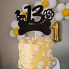 1 decoración para tartas de 13 cumpleaños, con purpurina negra,