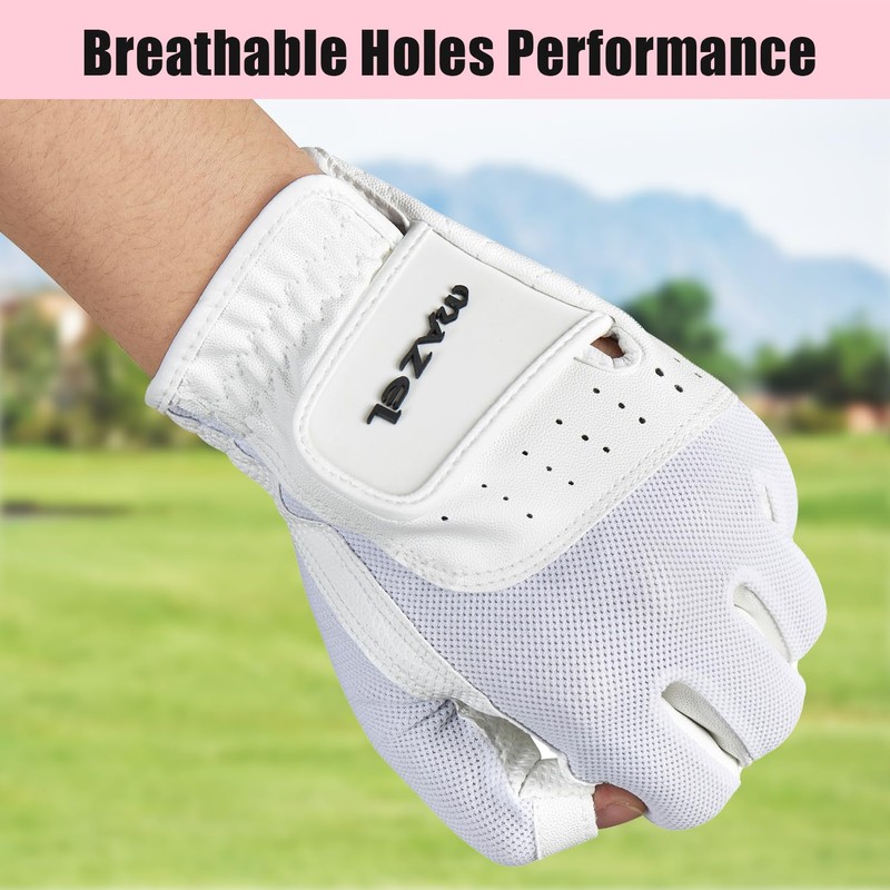 MAZEL Women's Golf Gloves One Pair Open-Finger Design,Breathable Hot Wet