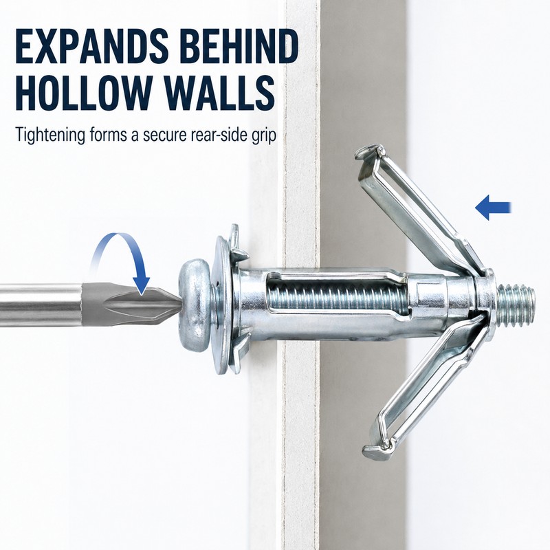 M4–M8 Metal Hollow Wall Expansion Anchors, Multiple Length Options