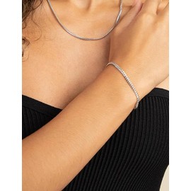 nometo 925 Sterling Silver Cuban Link Chain Bracelet 3mm Silver Bracelet for Men Women Silver Bracelet 6.5-9 Inches(6.5)