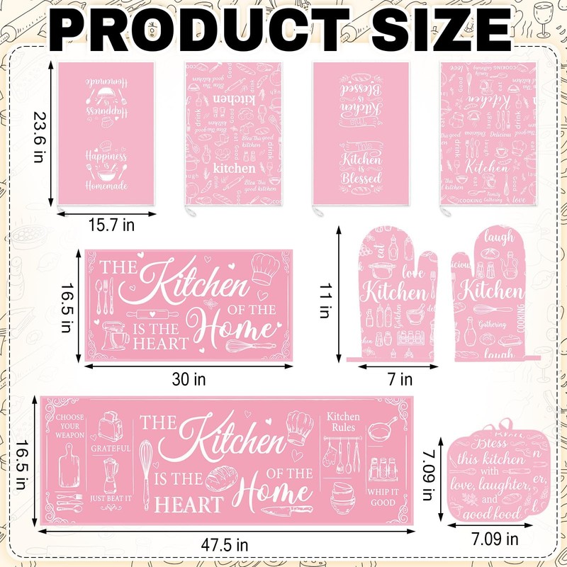 Culudea Pink Kitchen Accessories Set 10 Piece - Cute Baking