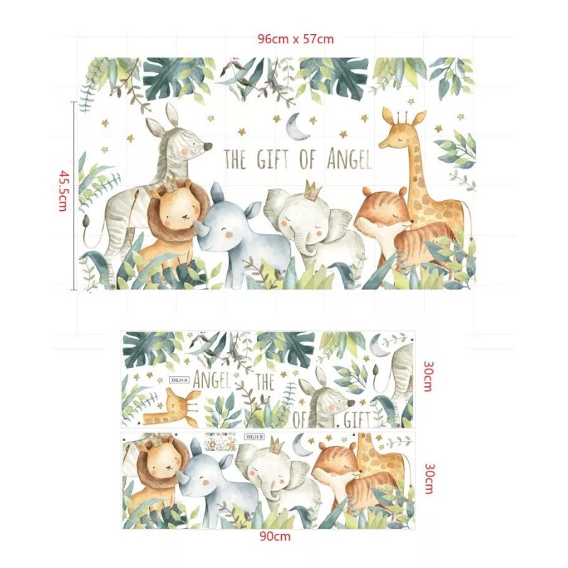 DaraBaby Vinil Decorativo Infantil Animales Selva Habitación Bebé