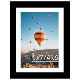 JCJMY 5x7 Picture Frame Black with 4x6 Mat for Wall Hanging or Tabletop, Display Photo 4x6 with Mat or 5x7 Without Mat, 5 by 7 Wall Gallery Poster Photo Frame with Shatter Resistant Plexiglass, Black | JCJMY