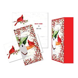 LPG PERFORMING ARTS BOXED CHRISTMAS CARDS Cardinal Mini Long Glitter Christmas Cards, Full Color Designed Envelopes, Beautiful Keepsake Box (14 glitter cards, 14 coordinating envelopes) (85004)