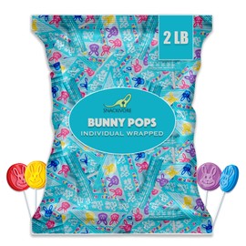 Snackivore Easter Bunny Lollipops Individually Wrapped Bulk 2LB Bag