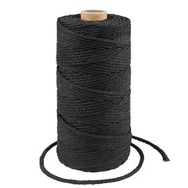 328 Feet 3mm Natural Cotton String for Crafts,Gift Wrapping Twine,Arts & Crafts, Home Decor, Gift Packaging (Black)