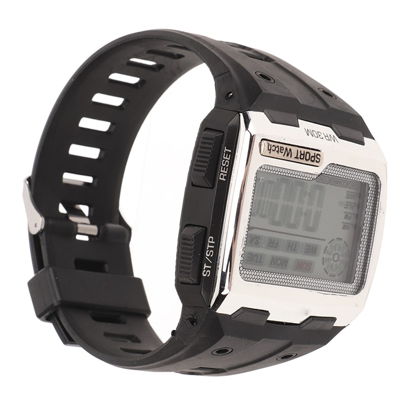 Men Digital Sports Watch WR30M Waterproof Day Date Display Electronic