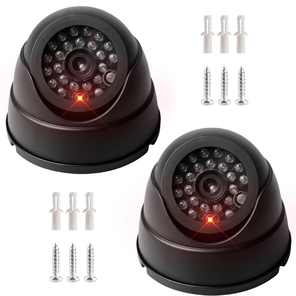 GOMETY Dummy Camera, Dome Surveillance Camera with Red Flashing LED