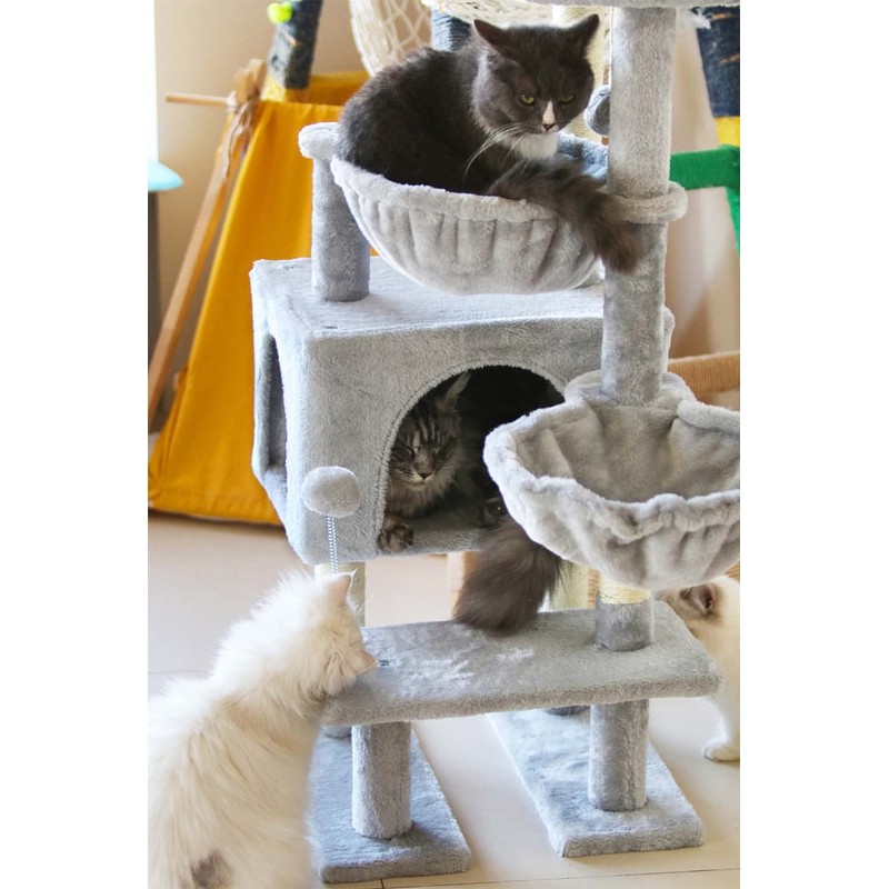 KIYUMI Cat Tree Cat Tower Condo with Sisal Scratching Post