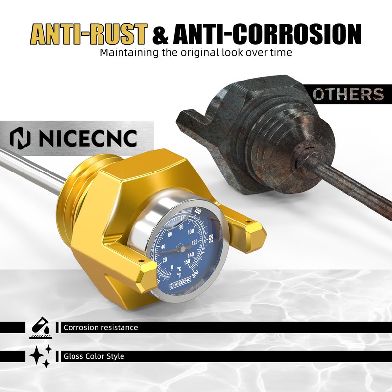 NICECNC Gold Oil Dipstick with Gauge Oil Level Indicator Compatible