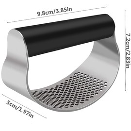 KOMUNJ Garlic Press Made of Stainless Steel Garlic Press, Garlic Cutter with Plastic Handle, Garlic Mill, Easy to Use Cleaning Kitchen Tool (Black)