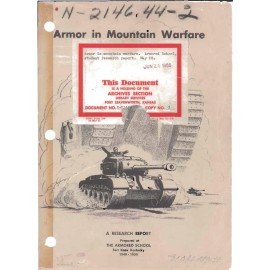 129 Page Armor in Mountain Warfare 1950 Ft Knox School Report on Data CD