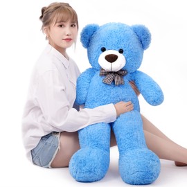 SNOWOLF 1.2M Giant Teddy Bear Plush Toy 4ft Big Cuddly Stuffed Animals Doll Gift for Valentines Kids Girlfriend (Blue, 47 in/120cm)