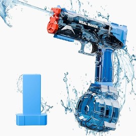 Strongest Electric Water Gun Pistol with 400 Ammos, Transparent Automatic Squirt Guns High Powered IP67 Waterproof, Classic Continuous Water Blaster Summer Pool Toys for Kids/Aldults
