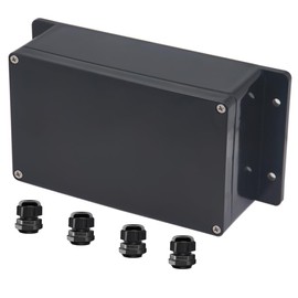 Raculety Project Box ABS Black Electrical Boxes IP65 Outdoor Waterproof Box Electronic Junction Box Fixed Ear Power Enclosure with Cable Glands for DIY Project 7.87 x 4.72 x 2.95 inch (200x120x75mm)