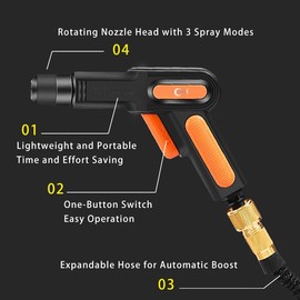 wower Pressure Washer Gun with Foam Cannon, Car Wash Kit, Portable High Pressure Water Sprayer w/16FT-49FT Hose & Adjustable Nozzle, Spray Gun kit for Cars/Floor/Fences/Patios Cleaning (HPG0002)