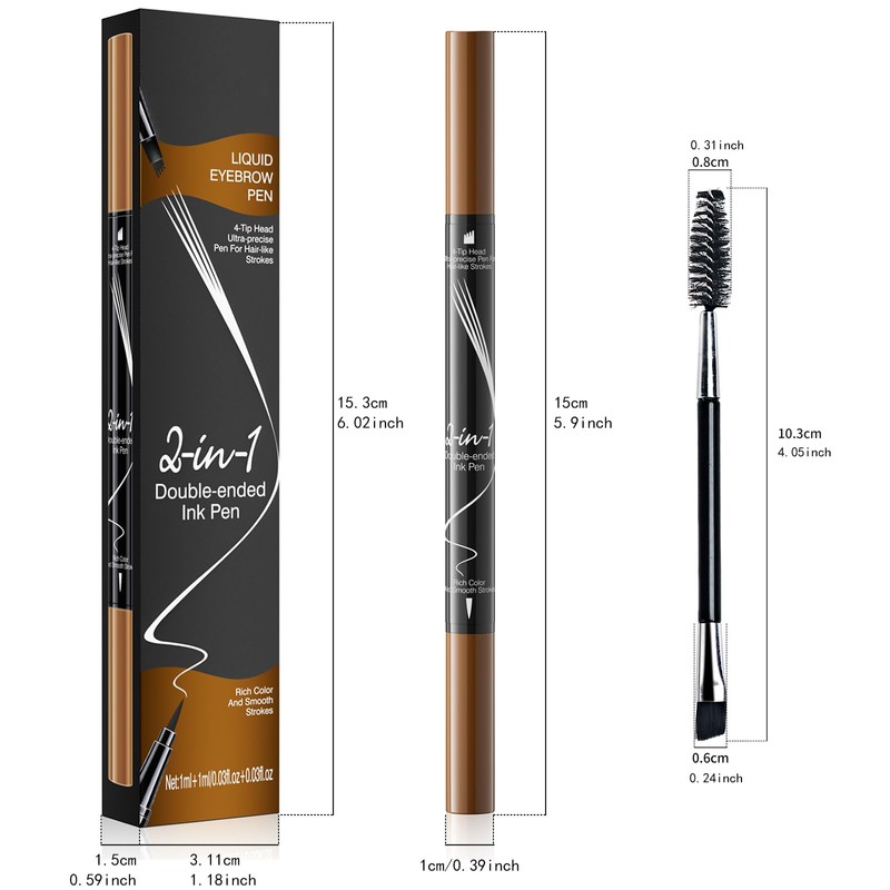 Eyebrow Pencil, Waterproof, 2-in-1 Dual-Ended Microblading Eyebrow Pencil, Microblading Eyebrow
