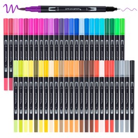 APOGO Dual Brush Pen Set, Felt Tip Pens 48 Colours Hand Lettering Pens Double Fibre Tip Brush Pen for Calendar 2024, Painting by Numbers Adults, Watercolour Brush, Bullet Journal, Calligraphy Pens