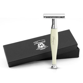 Haryali London Double Edge Safety Razor for Men and Women, Ergonomic Metal Handle Ivory