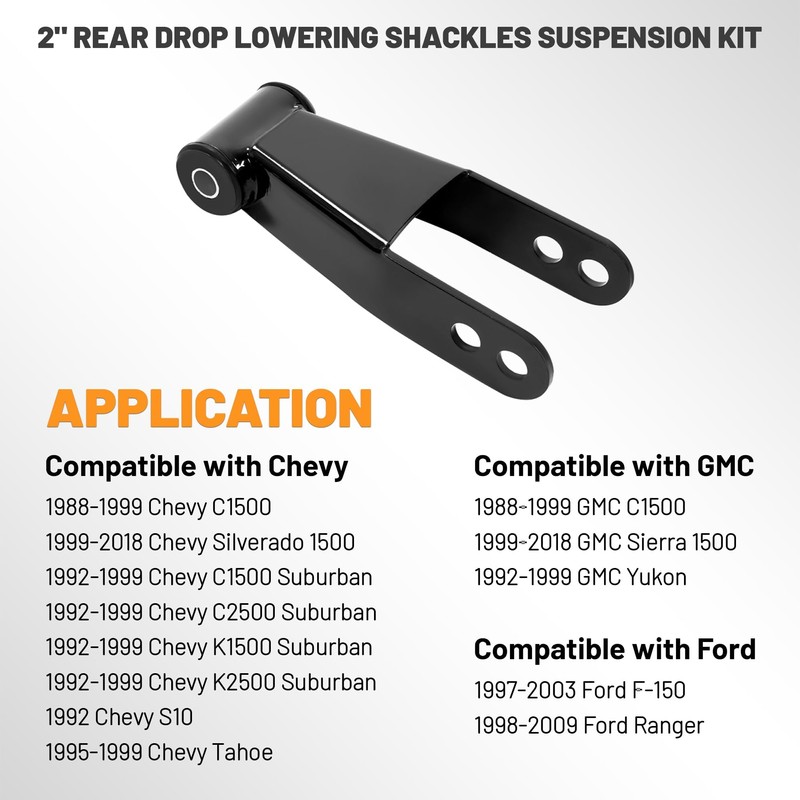 ECOTRIC 2" Rear Drop Lowering Shackles Suspension Kit Compatible with