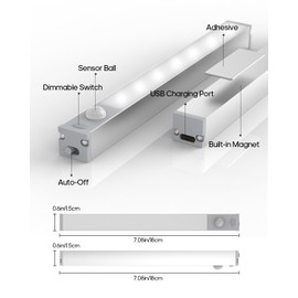 Goodea 6 Pack Led Under Cabinet Lights Wireless with Charging Station, 7’’ Rechargeable Motion Sensor Light Indoor, Dimmable Closet Lights for Cabinets, Bookshelf, Stair, Hallway
