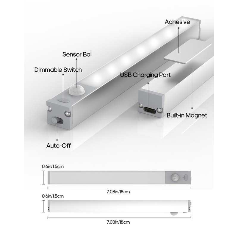 Goodea 6 Pack Led Under Cabinet Lights Wireless with Charging
