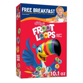 Kellogg's Froot Loops Cold Breakfast Cereal, Fruit Flavored, Breakfast Snacks with Vitamin C, Original, 10.1oz Box (1 Box)
