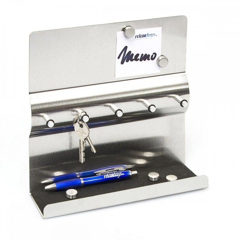 Axentia Key Holder in Silver, Stainless Steel Memo Board Key