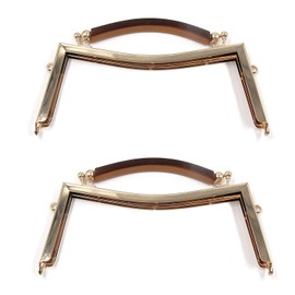 Semetall Metal Purse Frame 2Pcs 21cm/8.26" Arch Kiss Lock with Rubber Handle Metal Clasp Lock Frame for Handbag Coin Purse Decoration(Golden)