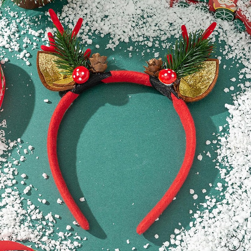 Caiguoer Christmas Headband Antlers Headband Flower Pineal Headband for Women