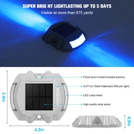 VOLISUN Solar Deck Lights Driveway Dock Lights, 8-Pack Led IP68 Waterproof Outdoor Warning Step Lights for Driveway Sidewalk Garden Pathway Yard (Blue, Auto On/Off