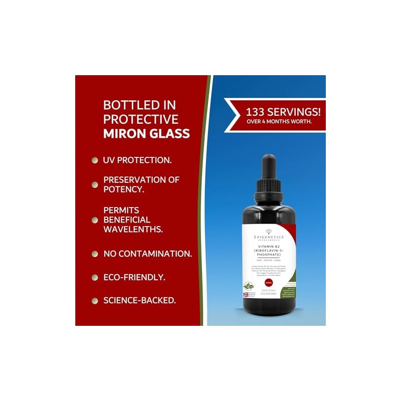 Vitamin B2 Riboflavin 2300mcg - Riboflavin-5-Phosphate - 100ml Liquid