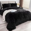 YUSOKI Black Queen Faux Fur Blanket,2 Layers,90"x90" without Pillows Big