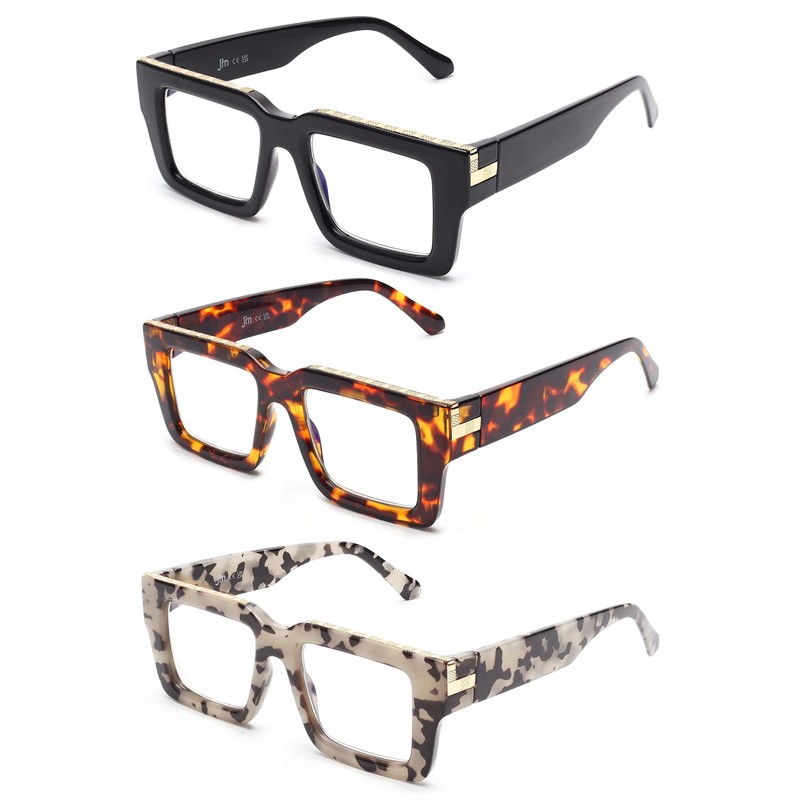 JM 3 Pack Oprah Style Reading Glasses for Women Men,