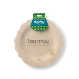 Bambu Pack of 8-9 Inch Disposable Bamboo Plates Fancy, Biodegradable Eco Friendly Products, Bamboo Disposable Plates for Party, Weddings, and Events, Great For Any Occasion, Compostable Plates