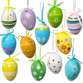 Easter Tree Ornaments, 12 Pack Easter Tree Decorations, Hanging Egg Omaments for Holiday Home Party Decor Supplies (2.3x1.5inch)