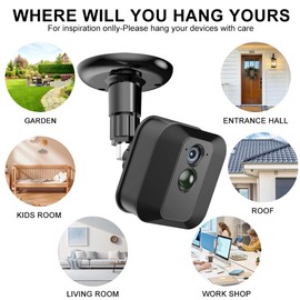 2 Packs Adhesive Ring Camera Mount Stick Up Mount Holder Compatible with Outdoor Security Camera, 360° Degree Adjustable Security Mounting Bracket,Camera Not Included (Black, 2 Packs)