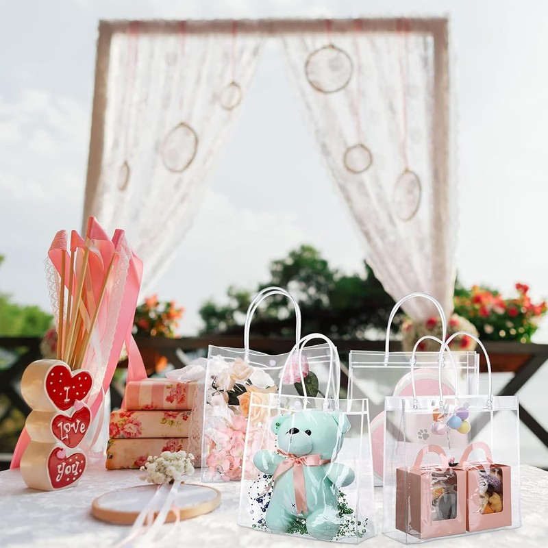 20PCS Bolsas de Regalo de PVC Transparente con Asas, Bolsas