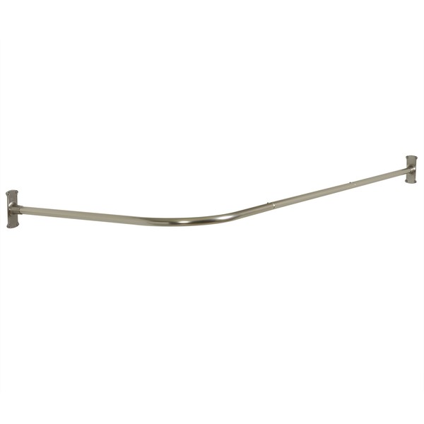 Zenna Home NeverRust Aluminum Rustproof Corner L Shaped Shower Rod, 68" x 28", Satin Nickel