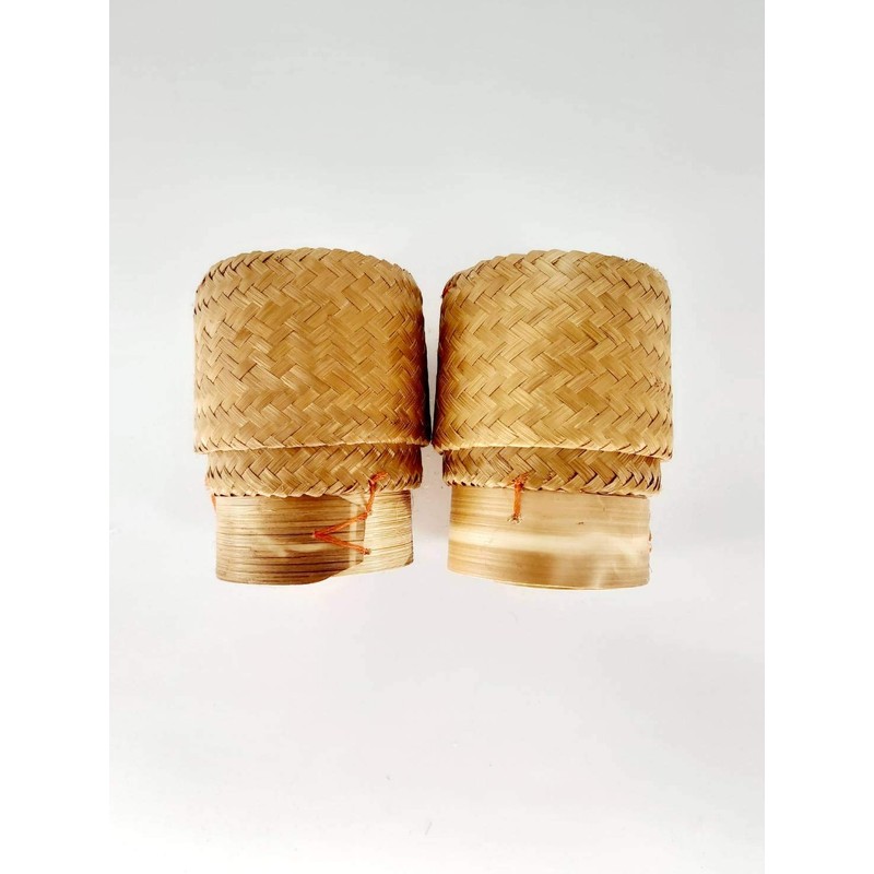 2 Sets of Mini Basket Size 8x8x11 cm. Handwoven Handmade