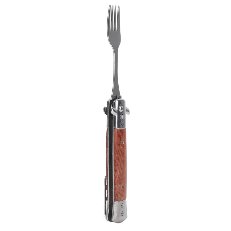 Spring Fork Rosewood Handle Stainless Steel Foldable Spring Fork for
