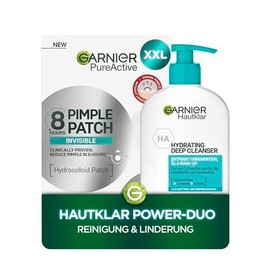 Garnier Hautklar Power-Duo: Hydrating Deep Cleanser für eine sanfte, feuchtigkeitsspendende Reinigung + 8H Hydrocolloid Pimple Patches für schnelle Pickel-Linderung